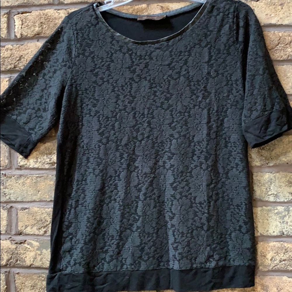Limited black lace top leather trimmed